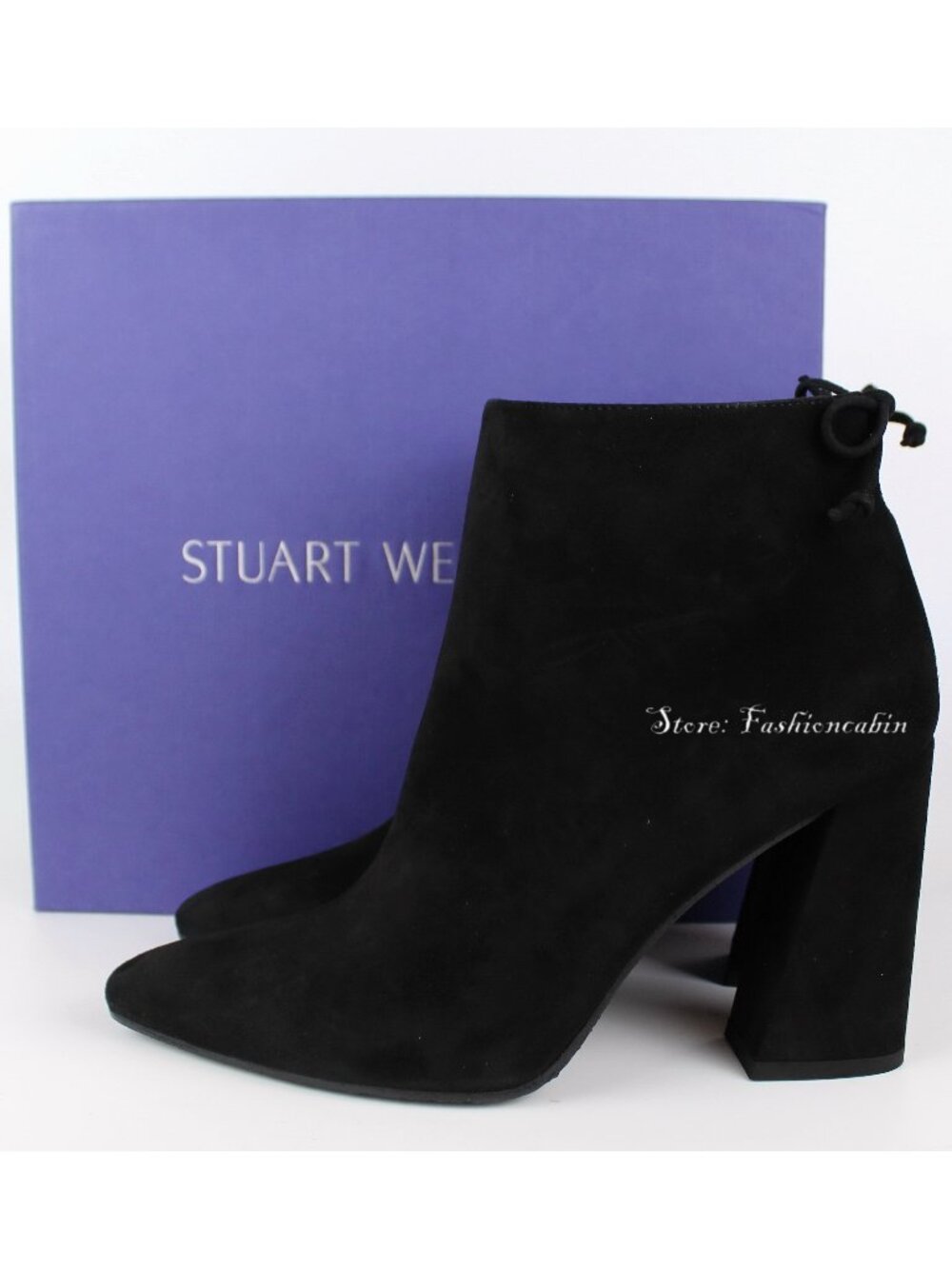 NEW STUART WEITZMAN Grandiose Suede Ankle Booties, Black, EU 40